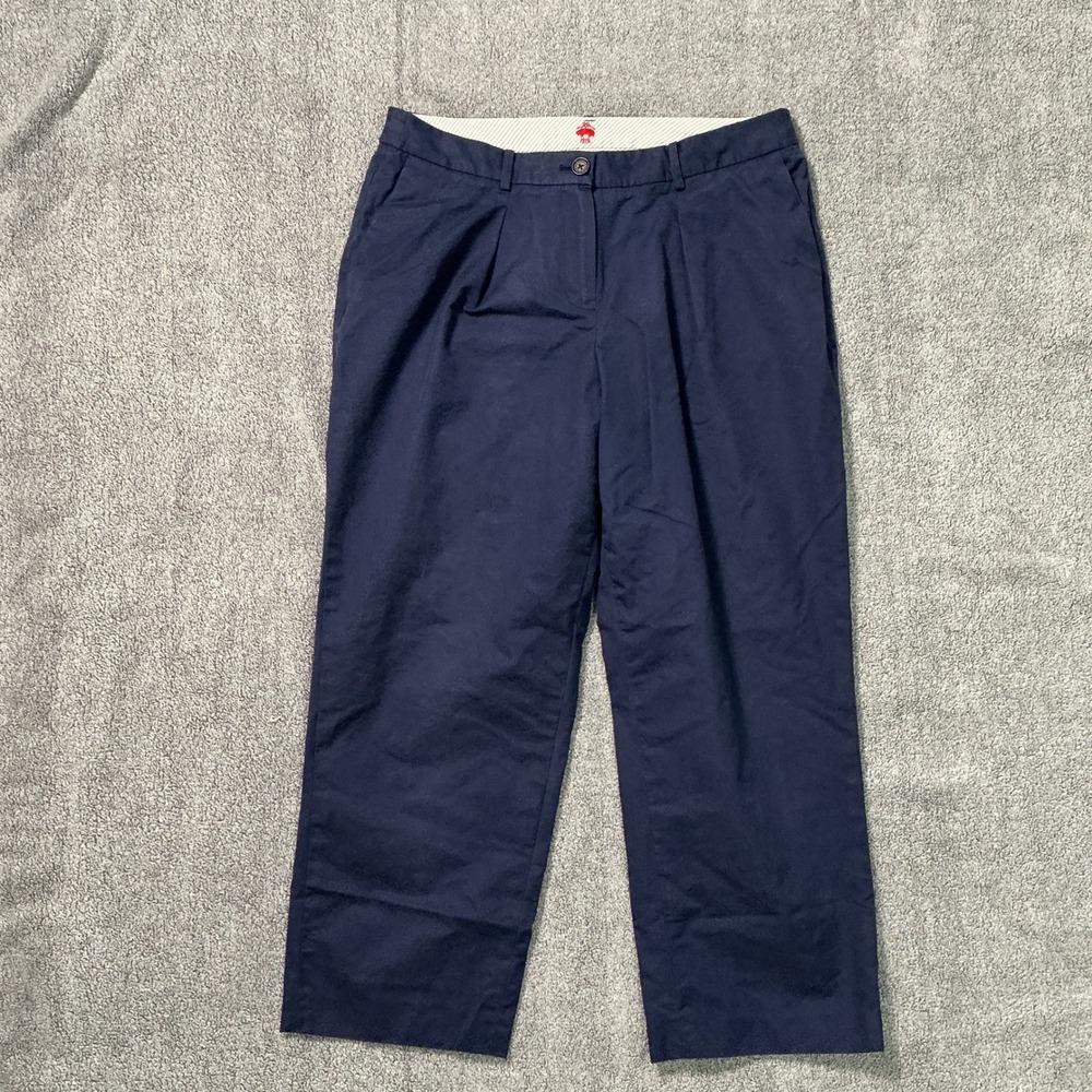 Brooks Brothers Red Fleece Womens Navy Blue Pleated Chino Pants Size 10